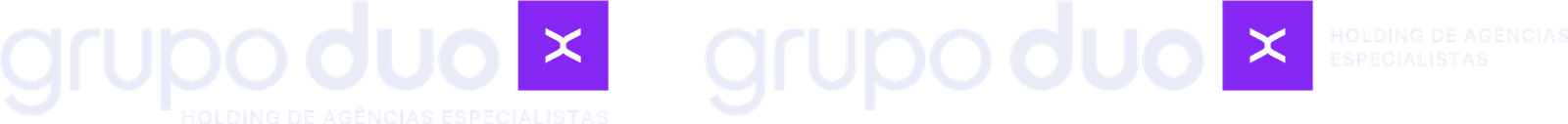 Logo com tagline branco e roxo vibrante