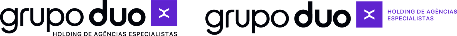 Logo com tagline preto e roxo